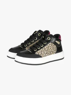 Asso Sneakers alte da ragazza con lacci e zip - nero