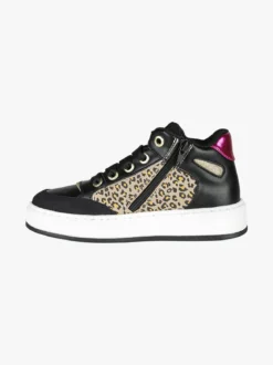 Asso Sneakers alte da ragazza con lacci e zip - nero