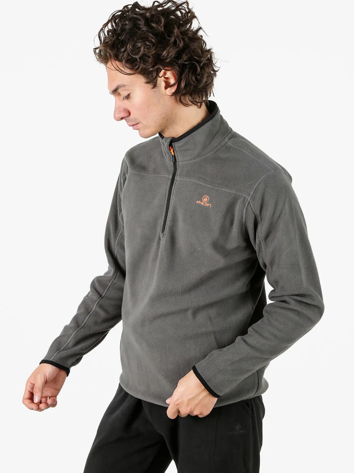 Athl Dpt Felpa da uomo mezza zip in micropile con bordi a contrasto - antracite