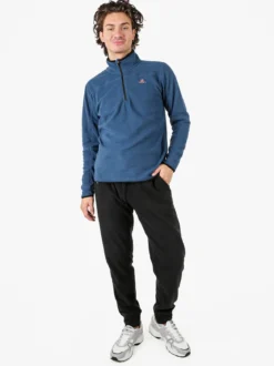 Athl Dpt Felpa da uomo mezza zip in micropile con bordi a contrasto - cielo