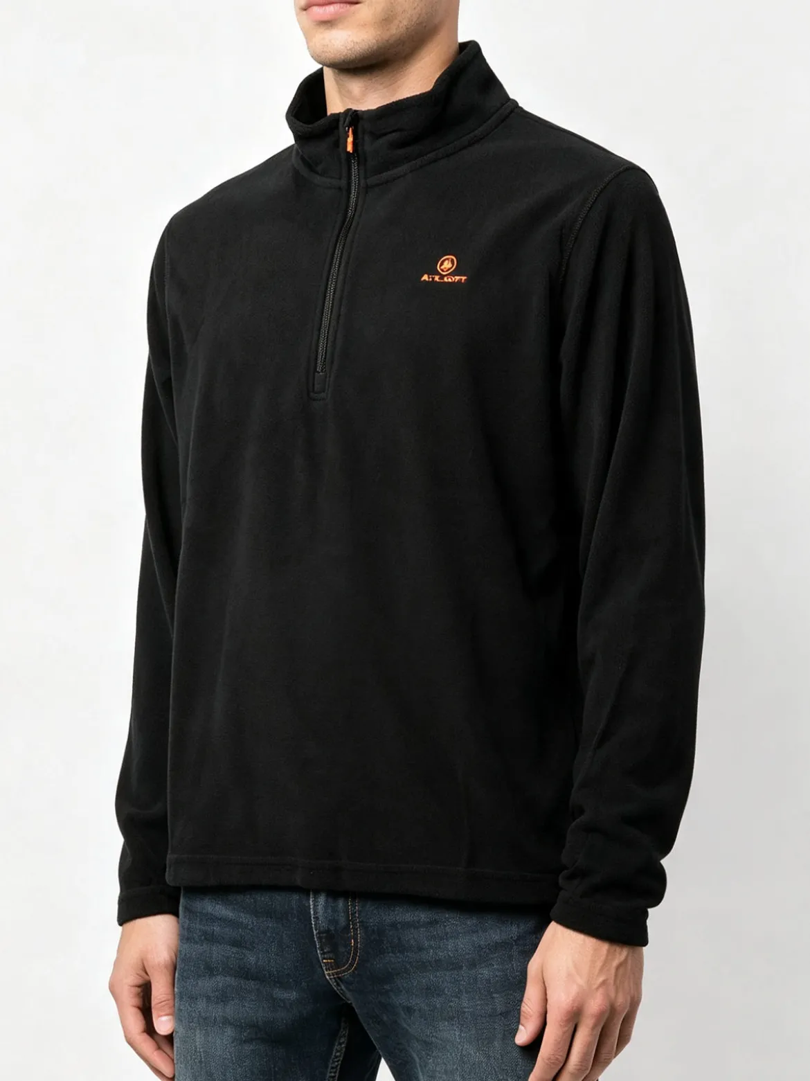 Athl Dpt Felpa da uomo mezza zip in micropile - nero