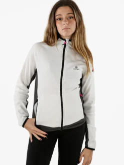 Athl Dpt Felpa donna bicolore in micropile con zip intera - bianco