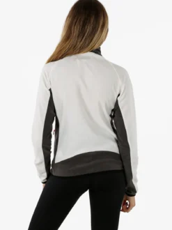 Athl Dpt Felpa donna bicolore in micropile con zip intera - bianco
