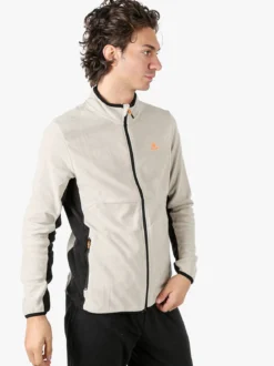 Athl Dpt Felpa uomo full zip in micropile con bordi a contrasto - fango