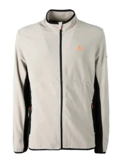 Athl Dpt Felpa uomo full zip in micropile con bordi a contrasto - fango