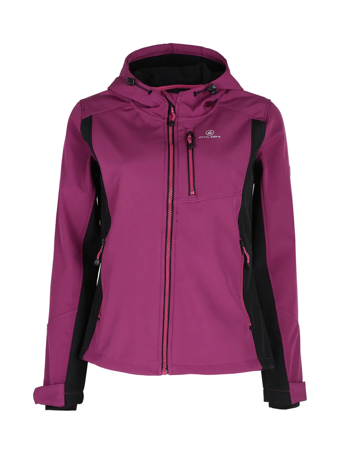 Athl Dpt Giacca da donna impermeabile bicolore con cappuccio e interno in pile