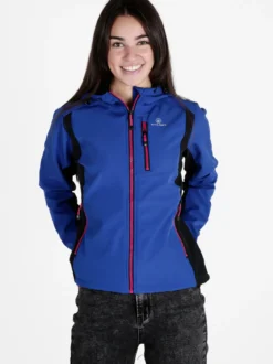 Athl Dpt Giacca da donna impermeabile bicolore con cappuccio e interno in pile