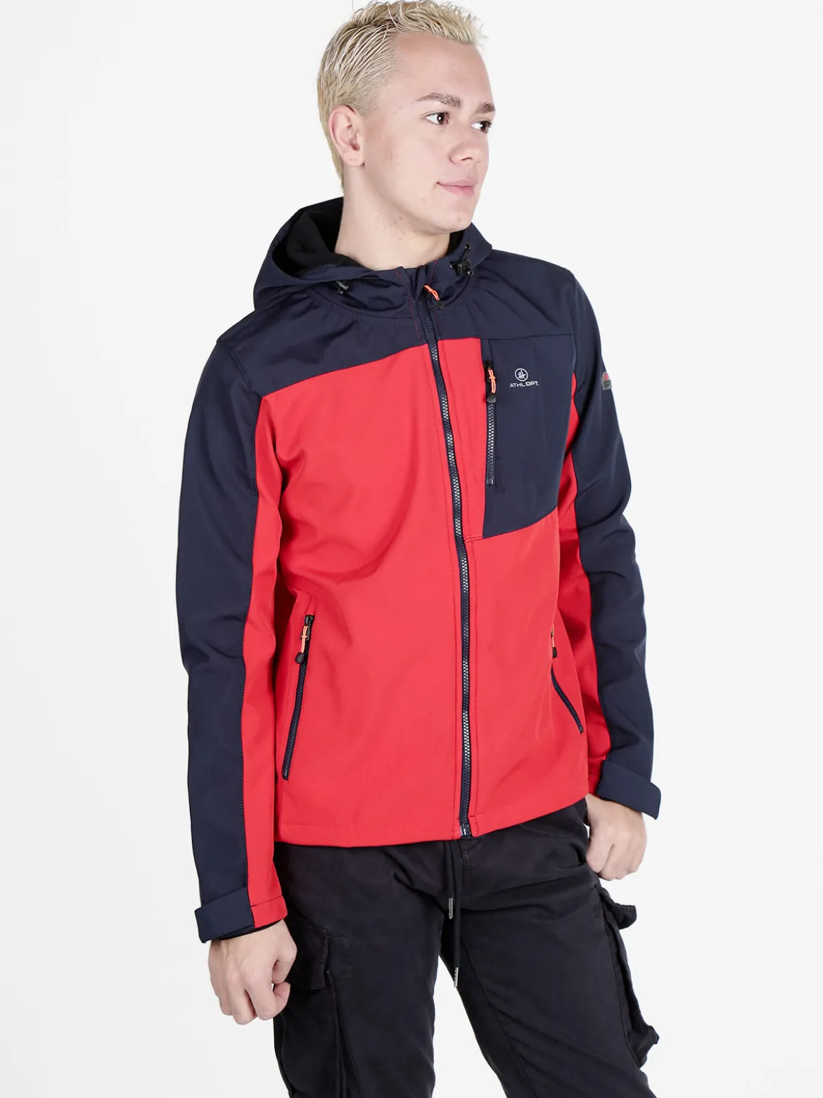 Athl Dpt Giacca sportiva da uomo impermeabile con cappuccio e interno in pile