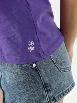 Athl Dpt T-shirt donna in cotone con stampa argento - viola