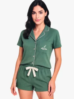 Australian Pigiama corto da donna aperto in cotone - verde