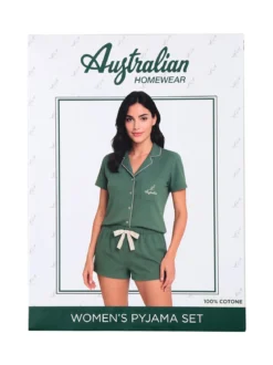 Australian Pigiama corto da donna aperto in cotone - verde