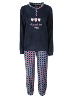 Australian Pigiama donna invernale in pile - blu scuro