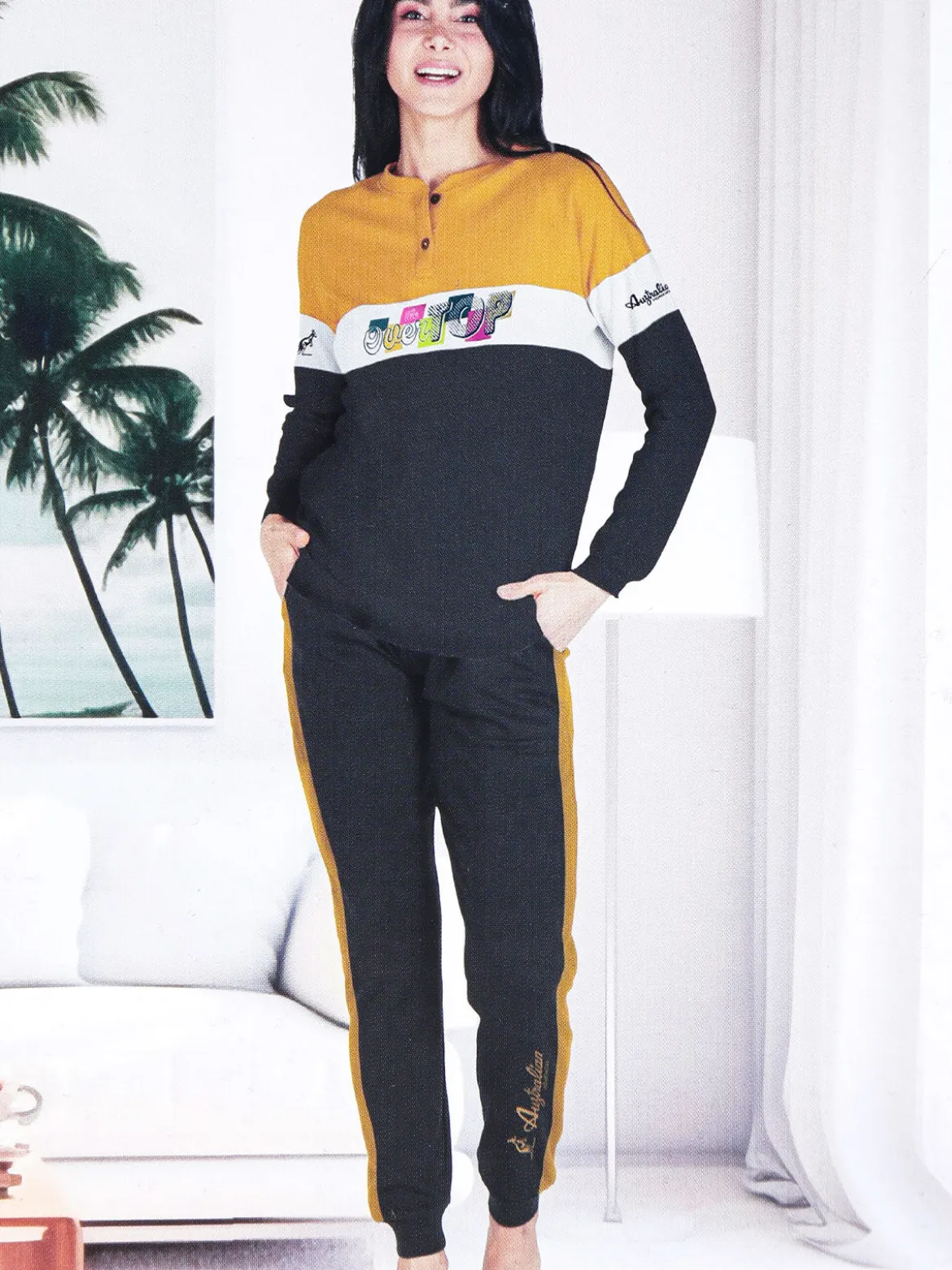 Australian Pigiama lungo da donna in misto cotone