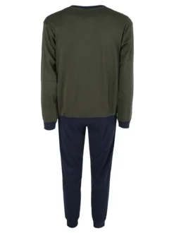Australian Pigiama lungo da uomo in misto cotone interlock - militare