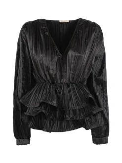 Azaka Blusa donna plissetata con balze sul finale