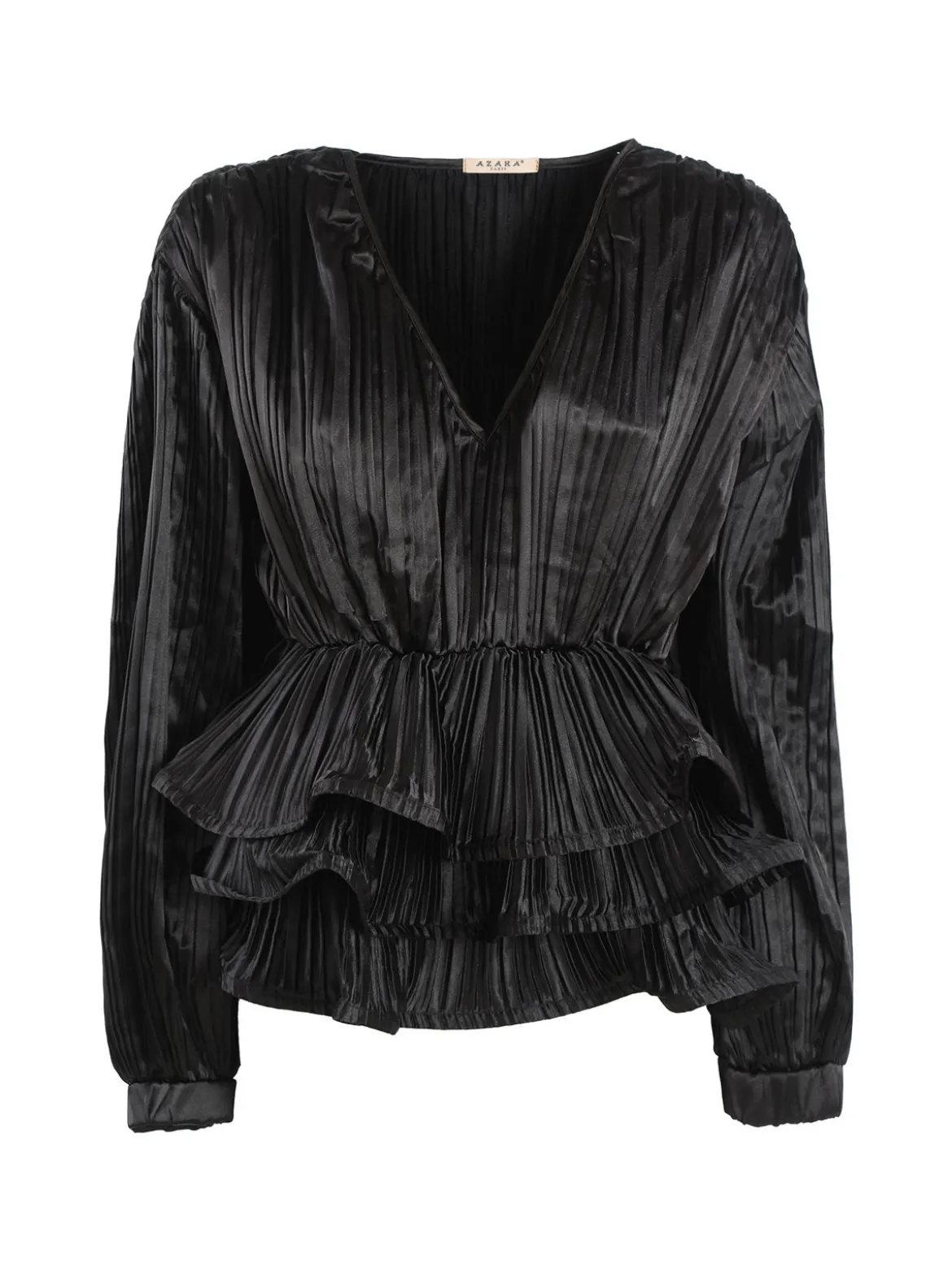 Azaka Blusa donna plissetata con balze sul finale
