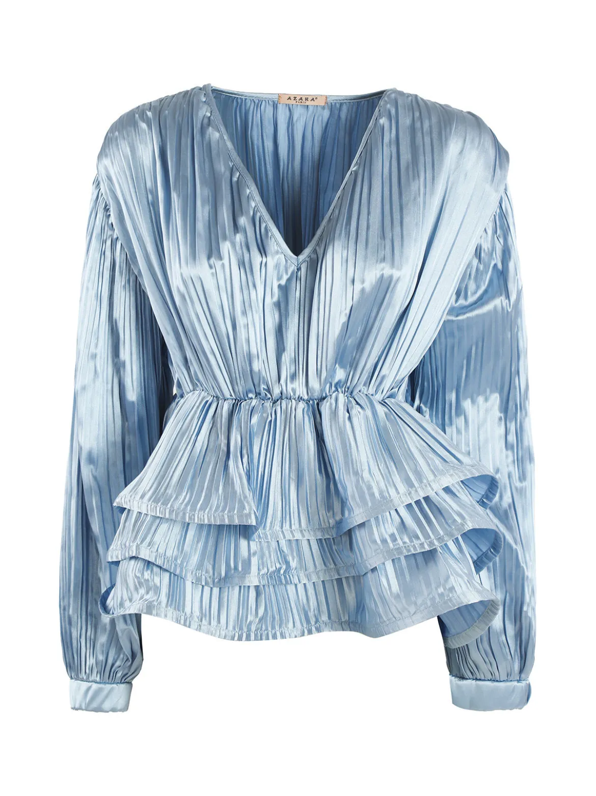 Azaka Blusa donna plissetata con balze sul finale