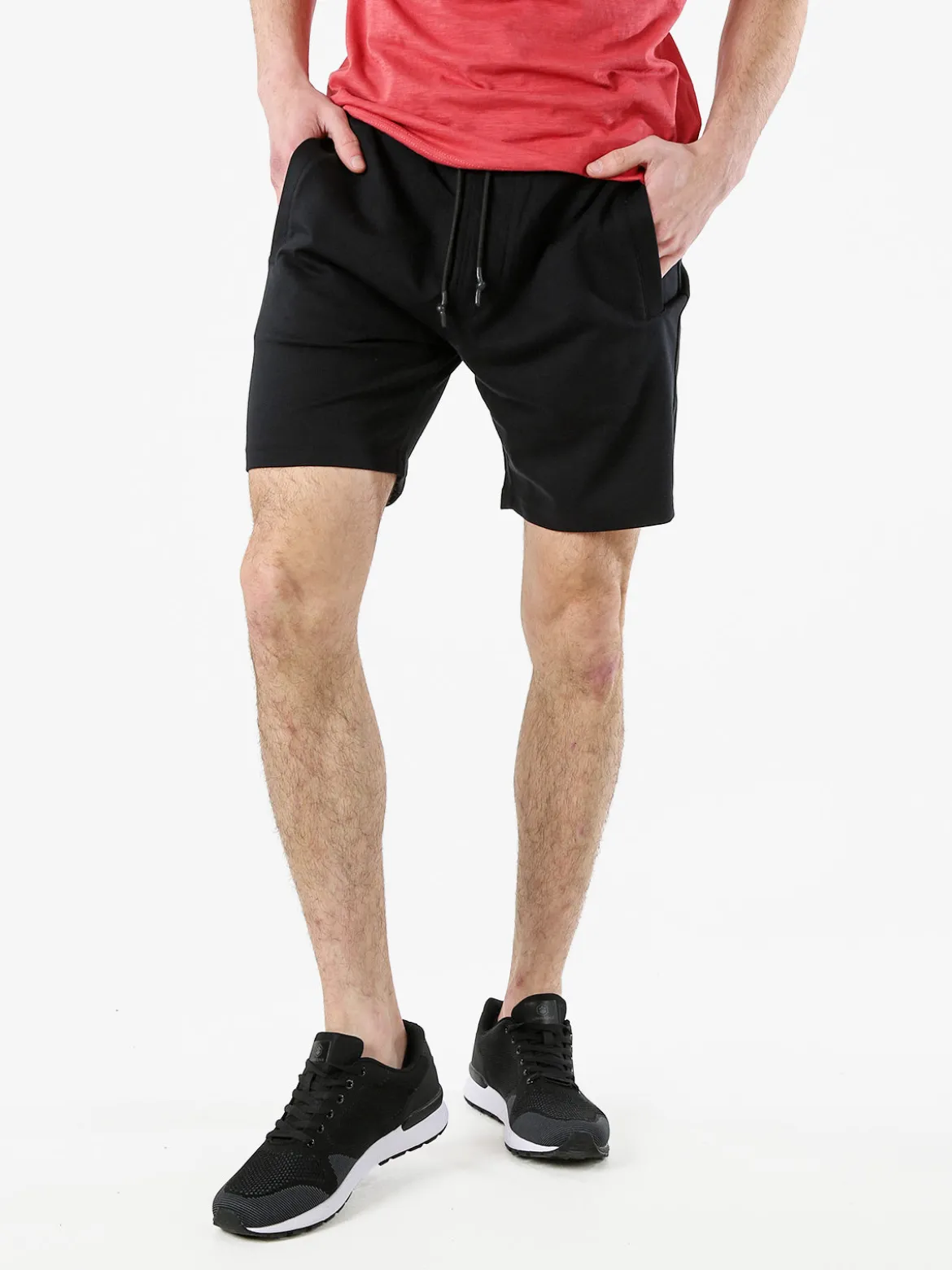 Baci & Abbracci Bermuda da uomo in cotone con coulisse - nero