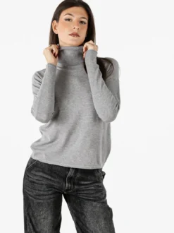 Baci & Abbracci Maglia dolcevita da donna tinta unita - grigio