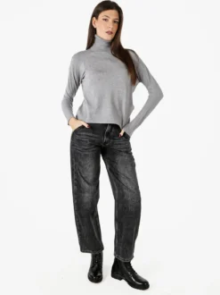 Baci & Abbracci Maglia dolcevita da donna tinta unita - grigio