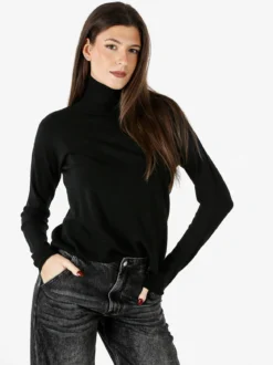 Baci & Abbracci Maglia dolcevita da donna tinta unita - nero