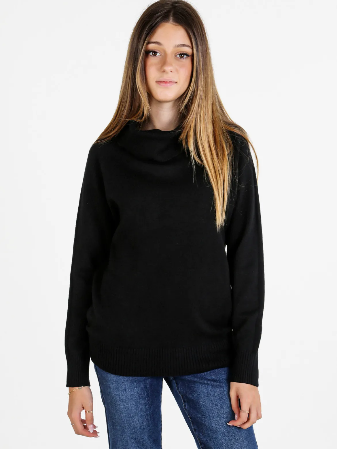 Baci & Abbracci Maglia dolcevita donna in tinta unita - nero