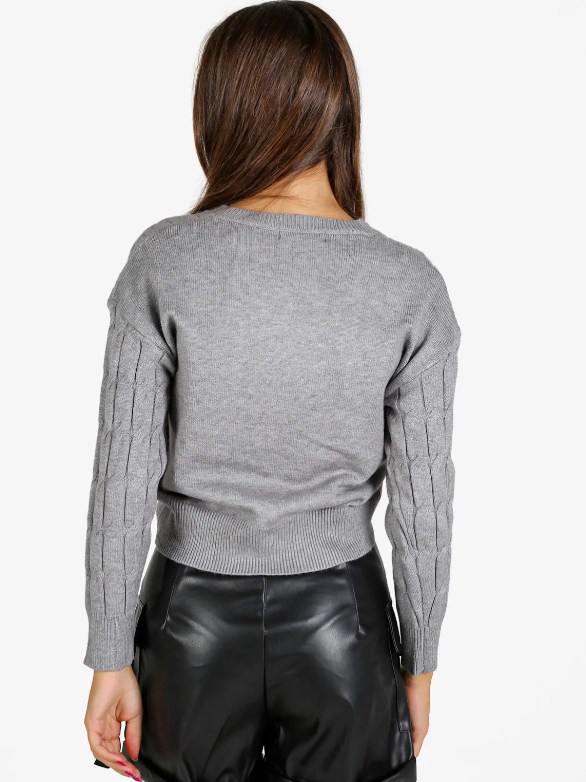 Baci & Abbracci Maglione donna a trecce - grigio