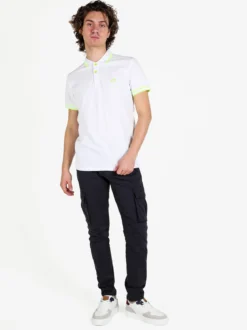 Baci & Abbracci Polo da uomo fluo a maniche corte in cotone