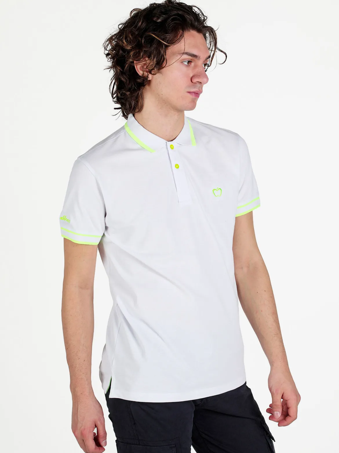 Baci & Abbracci Polo da uomo fluo a maniche corte in cotone