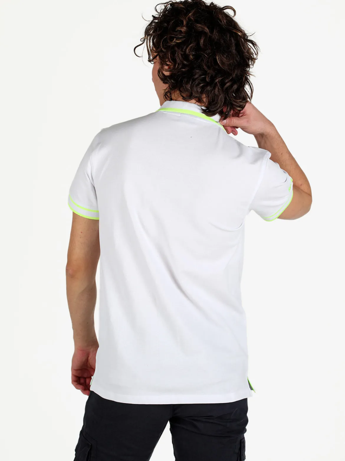 Baci & Abbracci Polo da uomo fluo a maniche corte in cotone