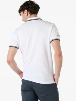 Baci & Abbracci Polo da uomo in cotone a maniche corte - bianco