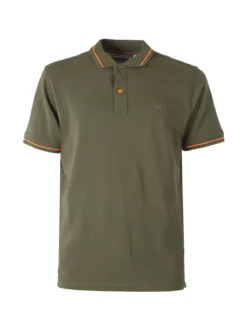 Baci & Abbracci Polo da uomo in cotone a maniche corte con logo davanti e dietro - militare