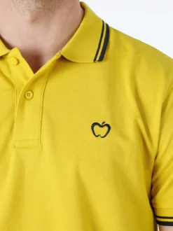 Baci & Abbracci Polo da uomo in cotone a maniche corte - giallo