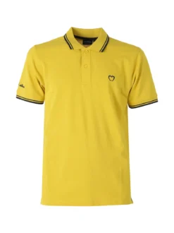 Baci & Abbracci Polo da uomo in cotone a maniche corte - giallo