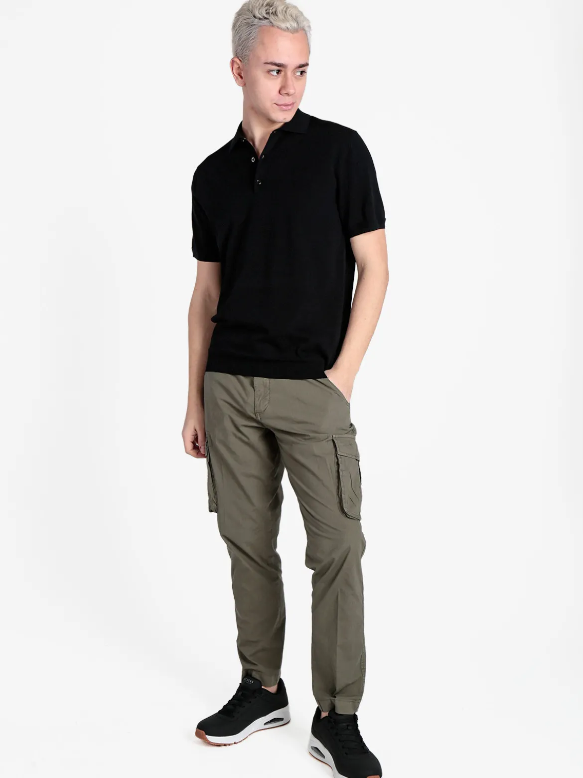Baci & Abbracci Polo da uomo in maglia extra fine a maniche corte
