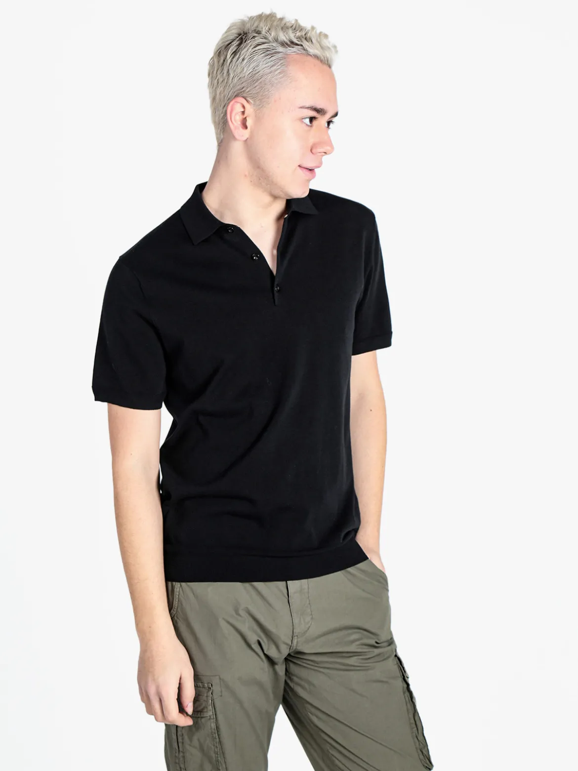 Baci & Abbracci Polo da uomo in maglia extra fine a maniche corte