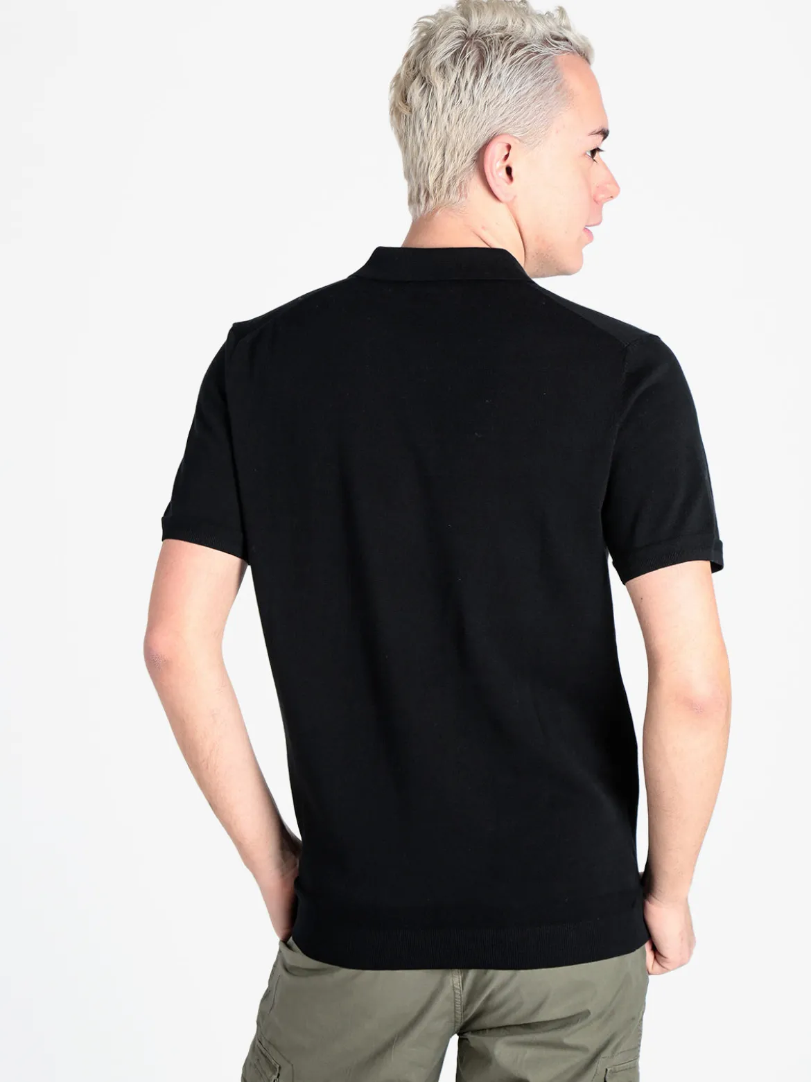 Baci & Abbracci Polo da uomo in maglia extra fine a maniche corte