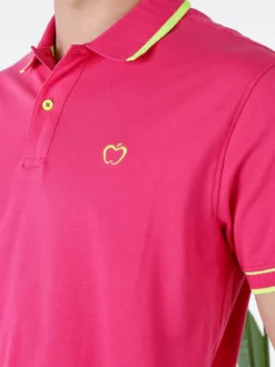 Baci & Abbracci Polo uomo manica corta con scritta - fucsia