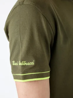 Baci & Abbracci Polo uomo manica corta con scritta - oliva