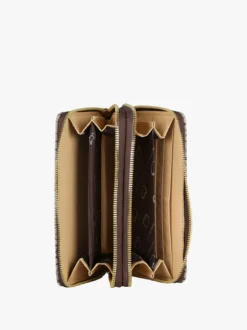 Baci & Abbracci Portafoglio rettangolare da donna con doppia zip - marrone