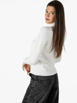 Baci & Abbracci Pullover donna dolcevita in maglia - bianco
