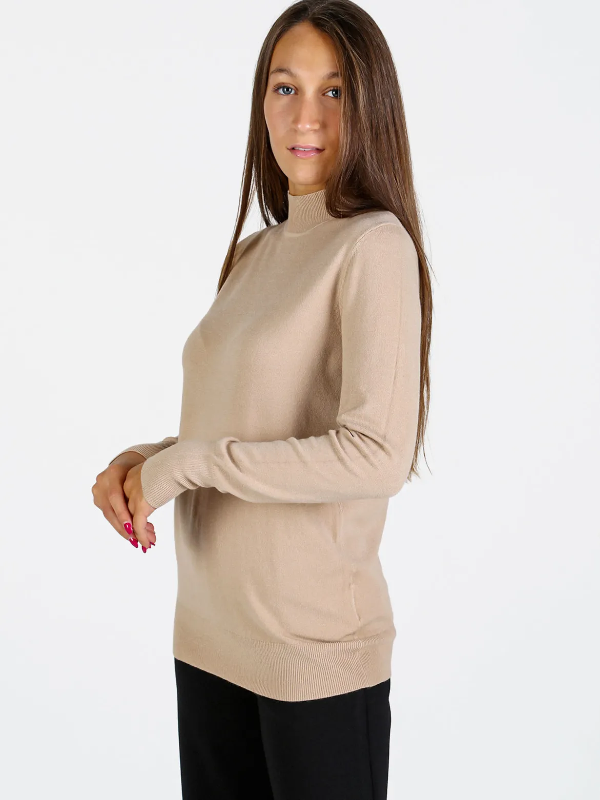 Baci & Abbracci Pullover donna lupetto in maglia - beige