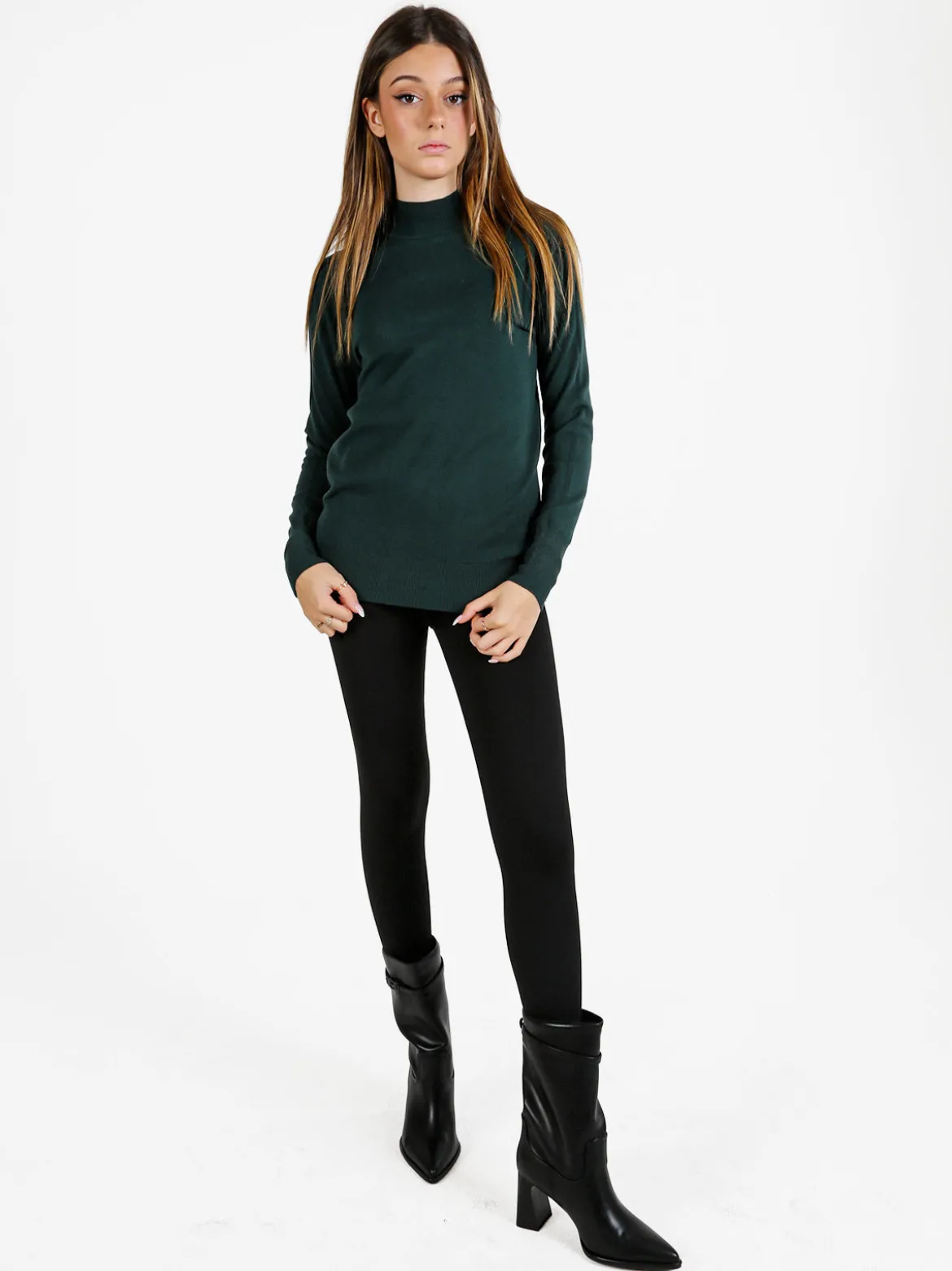 Baci & Abbracci Pullover donna lupetto in maglia - verde