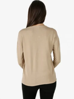 Baci & Abbracci Pullover girocollo da donna in maglia tinta unita - beige