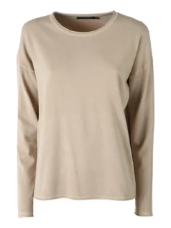 Baci & Abbracci Pullover girocollo da donna in maglia tinta unita - beige