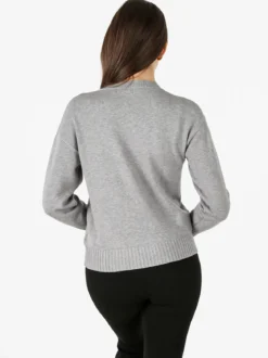 Baci & Abbracci Pullover girocollo da donna in maglia tinta unita - grigio