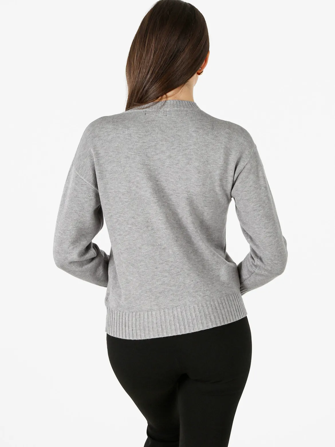 Baci & Abbracci Pullover girocollo da donna in maglia tinta unita - grigio