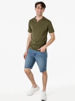 Baci & Abbracci T-shirt da uomo in cotone con bottoncini - militare