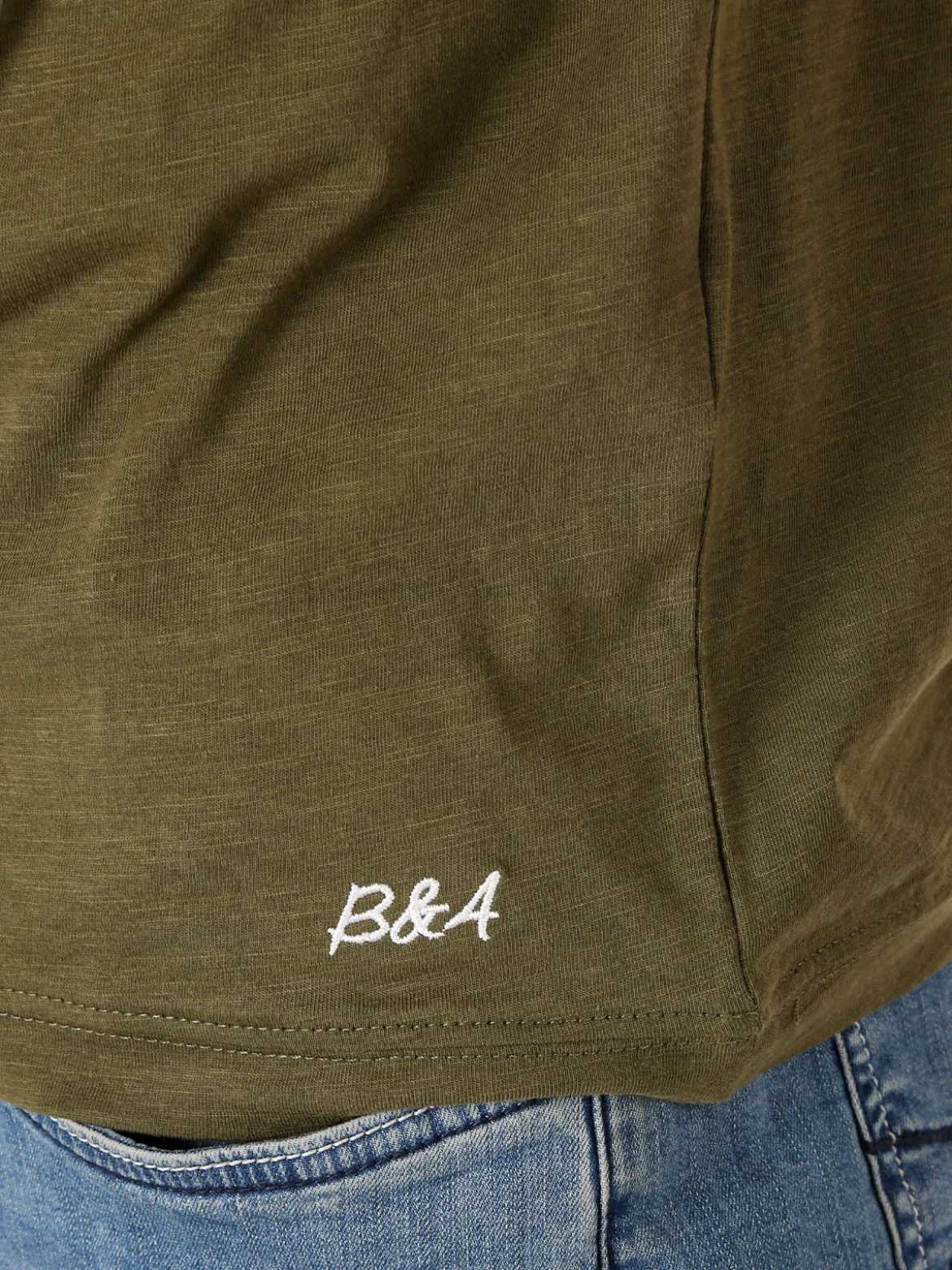 Baci & Abbracci T-shirt da uomo in cotone con bottoncini - militare