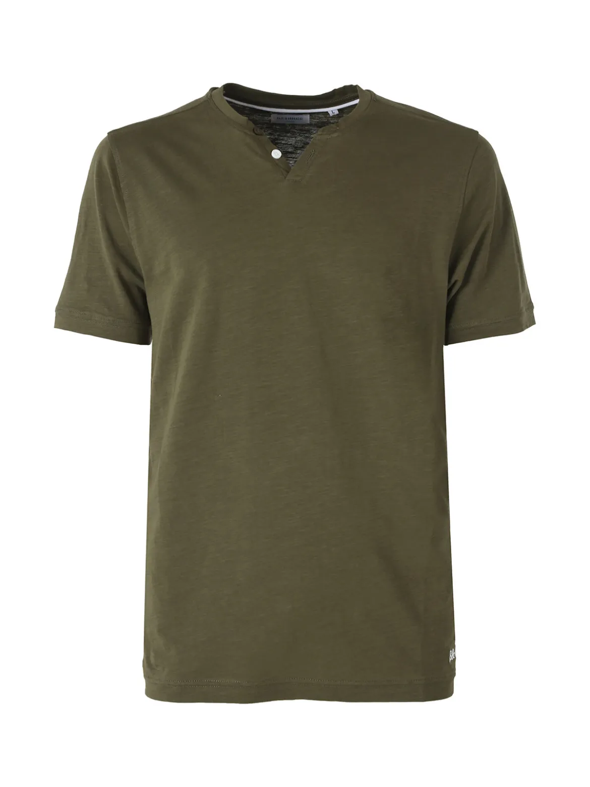 Baci & Abbracci T-shirt da uomo in cotone con bottoncini - militare